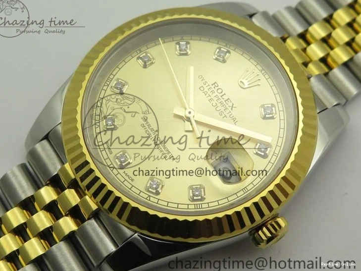 0131 Flexible DateJust 41 126334 904L SS YG DJF 1:1 Best Edition Gold Dial Diamond Markers on SS YG Jubilee Bracelet A 3250